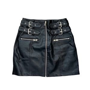 Topshop Black Leather Skirt